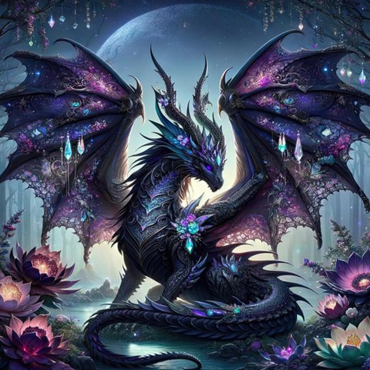 Dragon Paint by Numbers Kit for Adults Beginner Black Dragon Adults' Paint-by-Number Kits Easy Paint by Number Oil Painting Kit Acrylic On Canvas for Gifts Wall Decor 16x16 Inch
